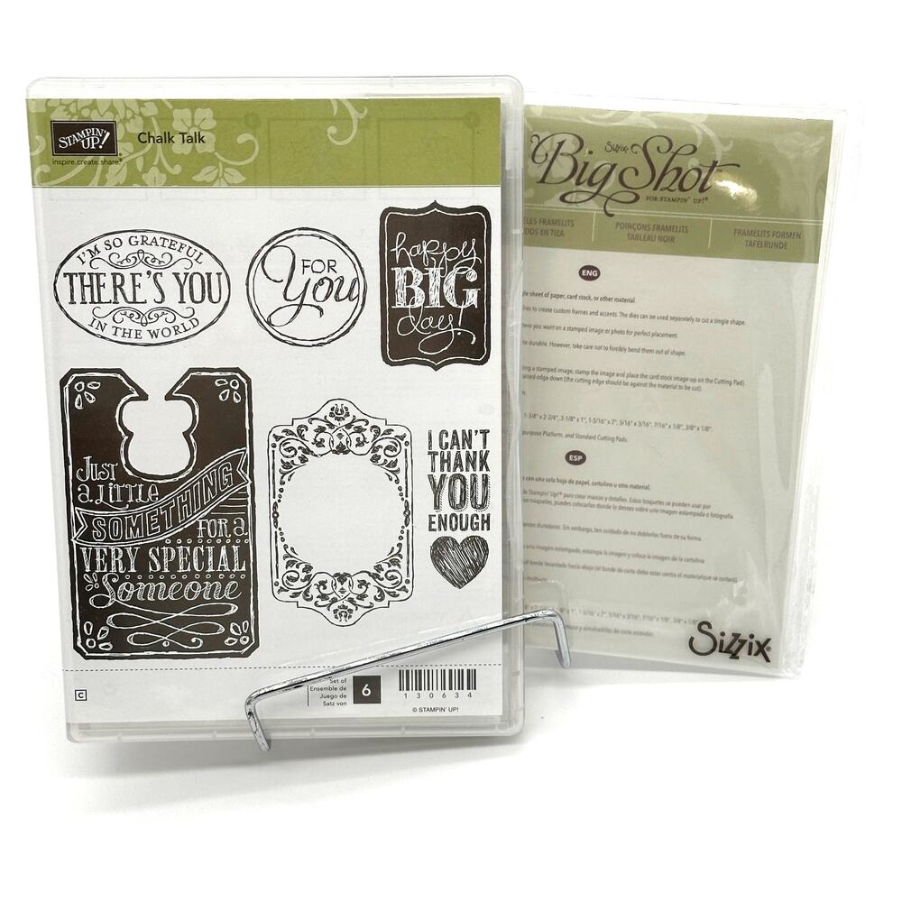 Stampin' Up! Chalk Talk Stamps Sizzix Framelits Dies Labels Tags Gift 130634